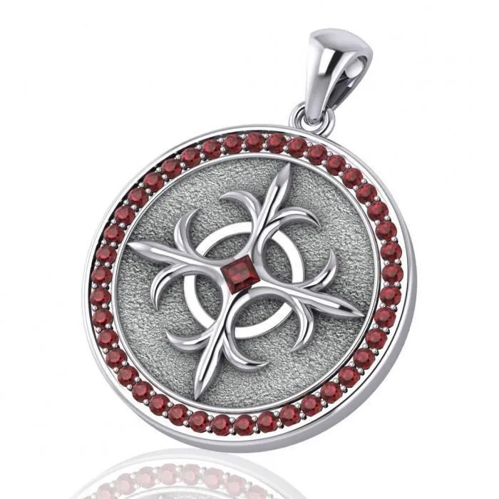 A marvelous manifestation of strength Silver Viking Shield Pendant with Gemstone TPD1326