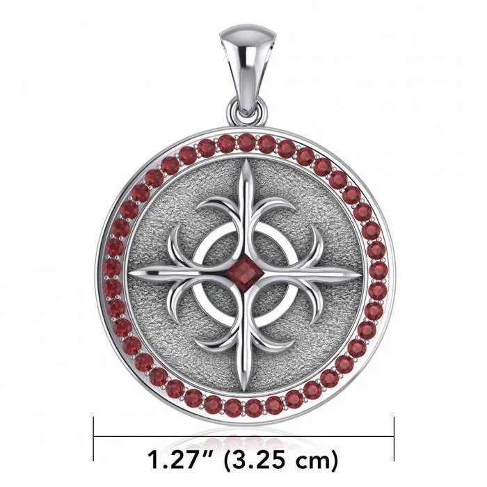 A marvelous manifestation of strength Silver Viking Shield Pendant with Gemstone TPD1326