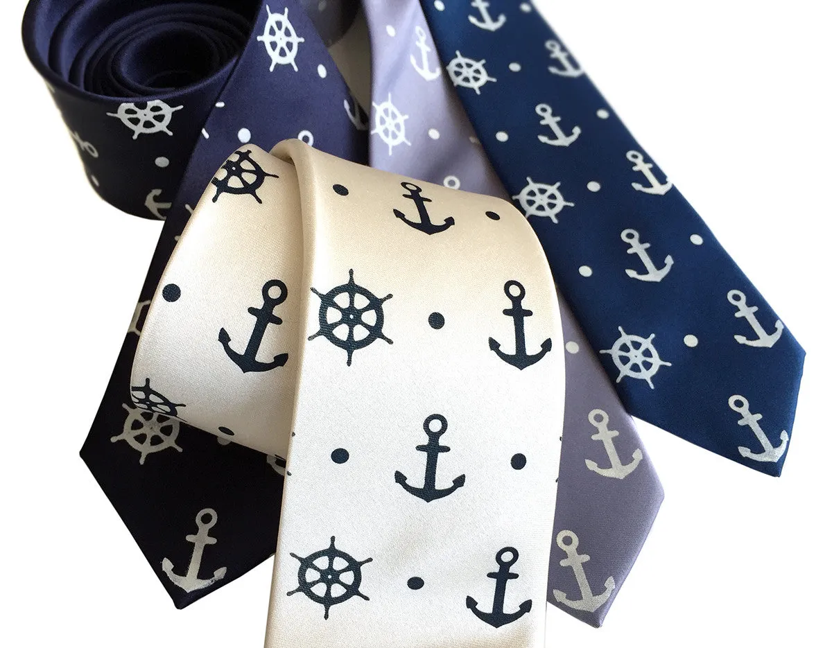 Anchor Necktie, Nautical Print Tie