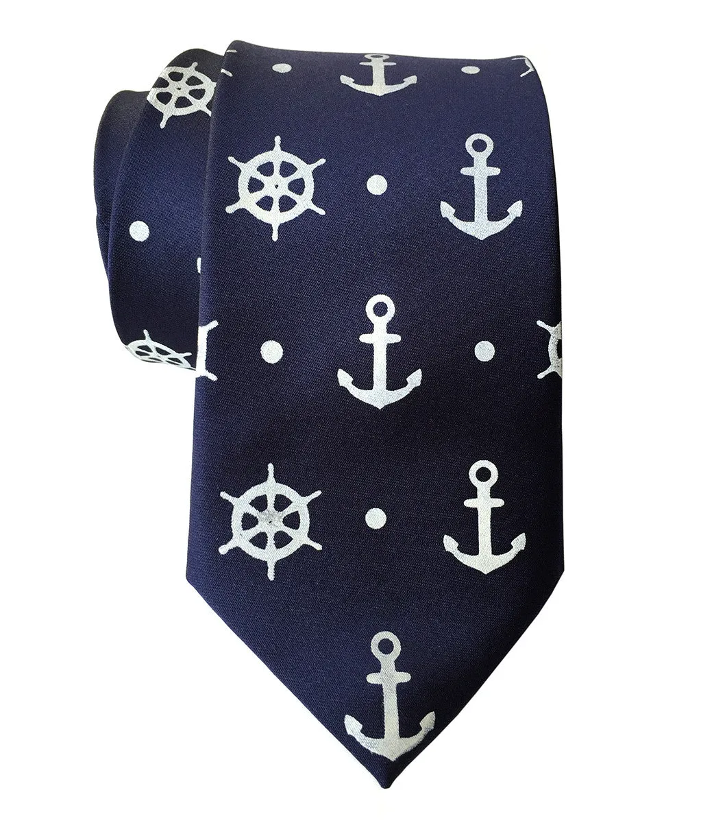 Anchor Necktie, Nautical Print Tie