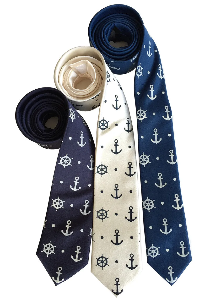 Anchor Necktie, Nautical Print Tie