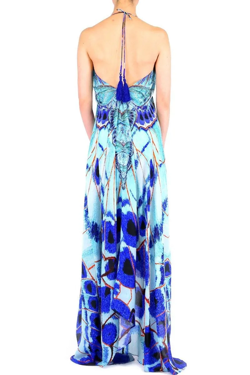 Annabella Butterfly Print Beach Maxi Dress