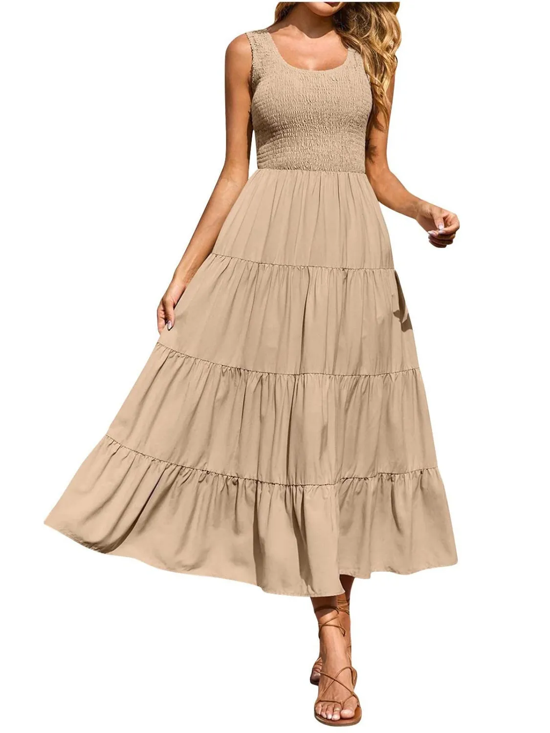 Cambria  Smocked Wide Strap Dress