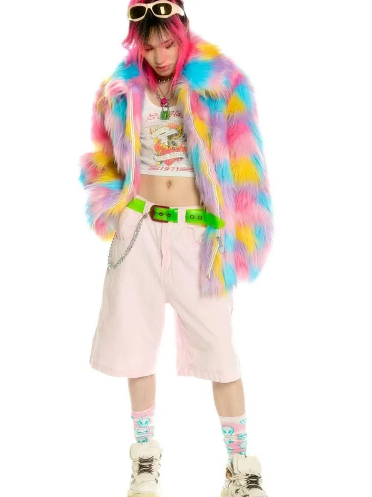 Fantasy pastel loose fur jacket and hat【s0000004454】