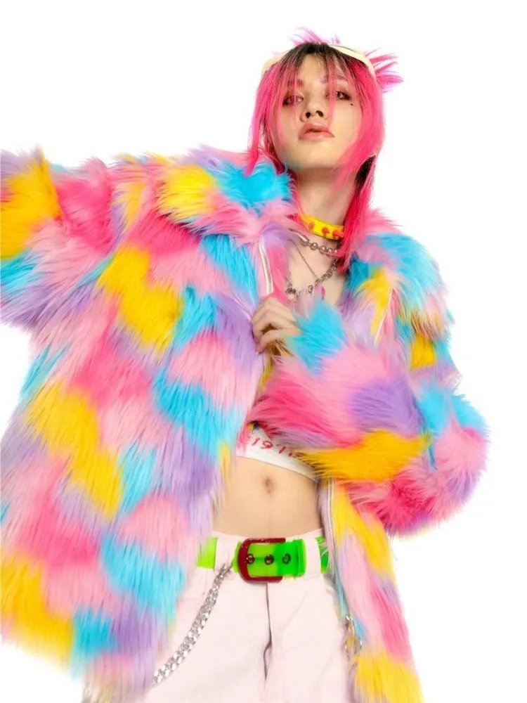 Fantasy pastel loose fur jacket and hat【s0000004454】