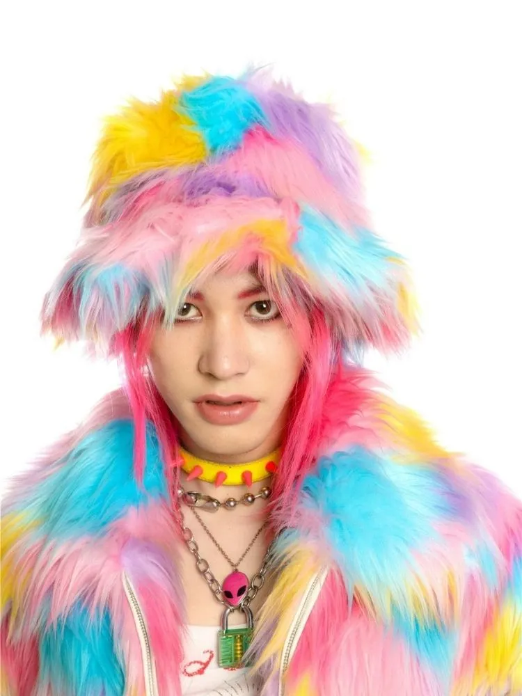 Fantasy pastel loose fur jacket and hat【s0000004454】