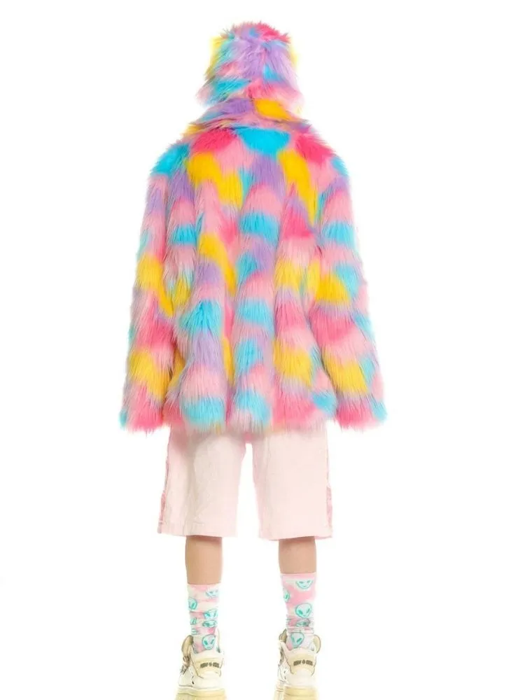 Fantasy pastel loose fur jacket and hat【s0000004454】