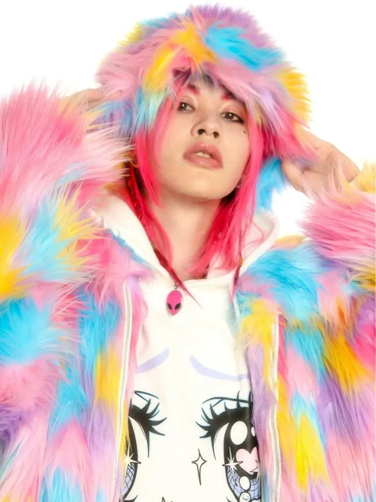 Fantasy pastel loose fur jacket and hat【s0000004454】