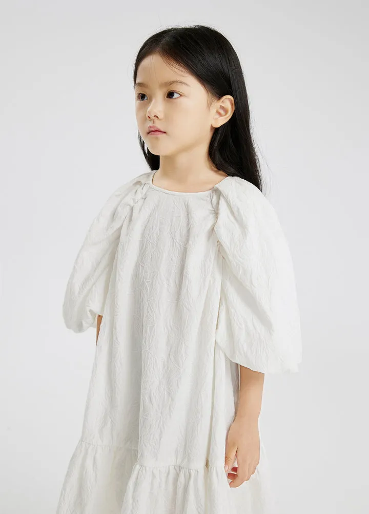 JNBY SAND WHITE PUFFY SLEEVE DRESS