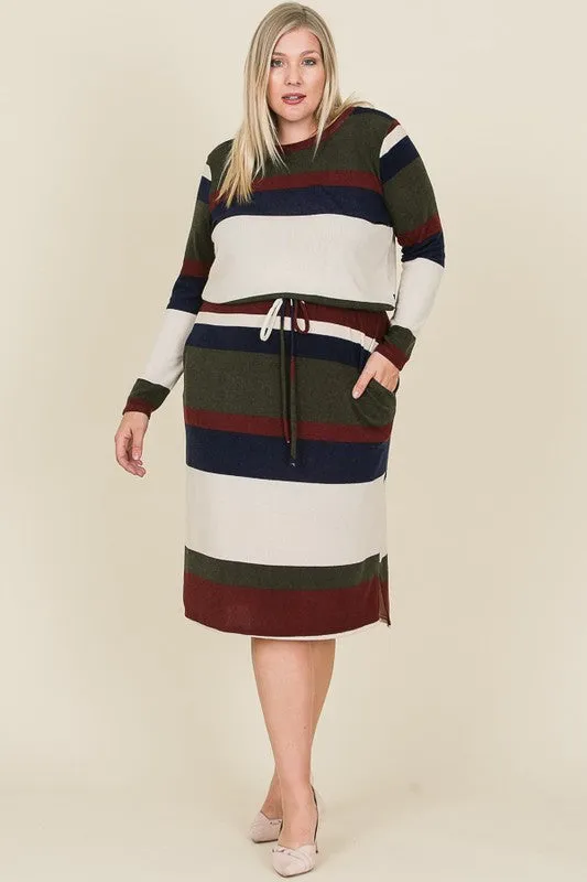 Lora Bold Stripe Dress in Mustard PLUS