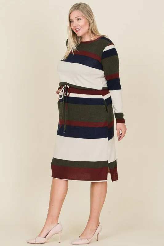 Lora Bold Stripe Dress in Mustard PLUS