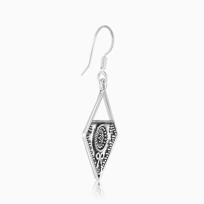 Oxidised Silver Precious Dangler Earrings
