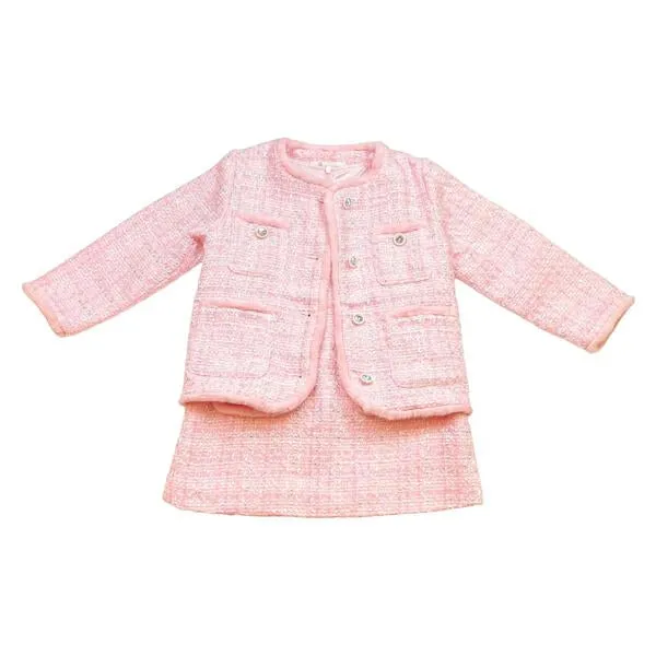 Pink Fur Trim Tweed Jacket