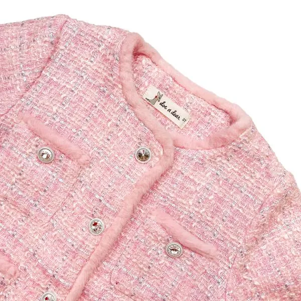 Pink Fur Trim Tweed Jacket