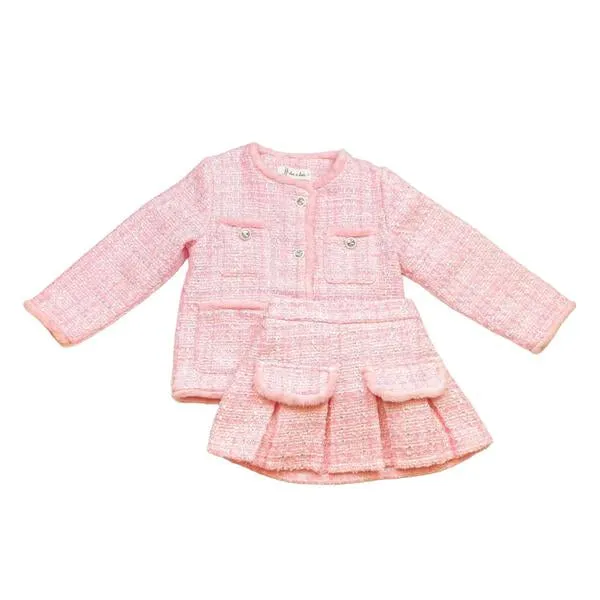 Pink Fur Trim Tweed Jacket