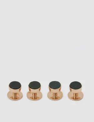 Stone Bow Stud Set in 18 Carat Rose Gold & Bloodstone